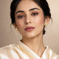 Gold &amp; Pearl Rectangular Drop Earrings image 1