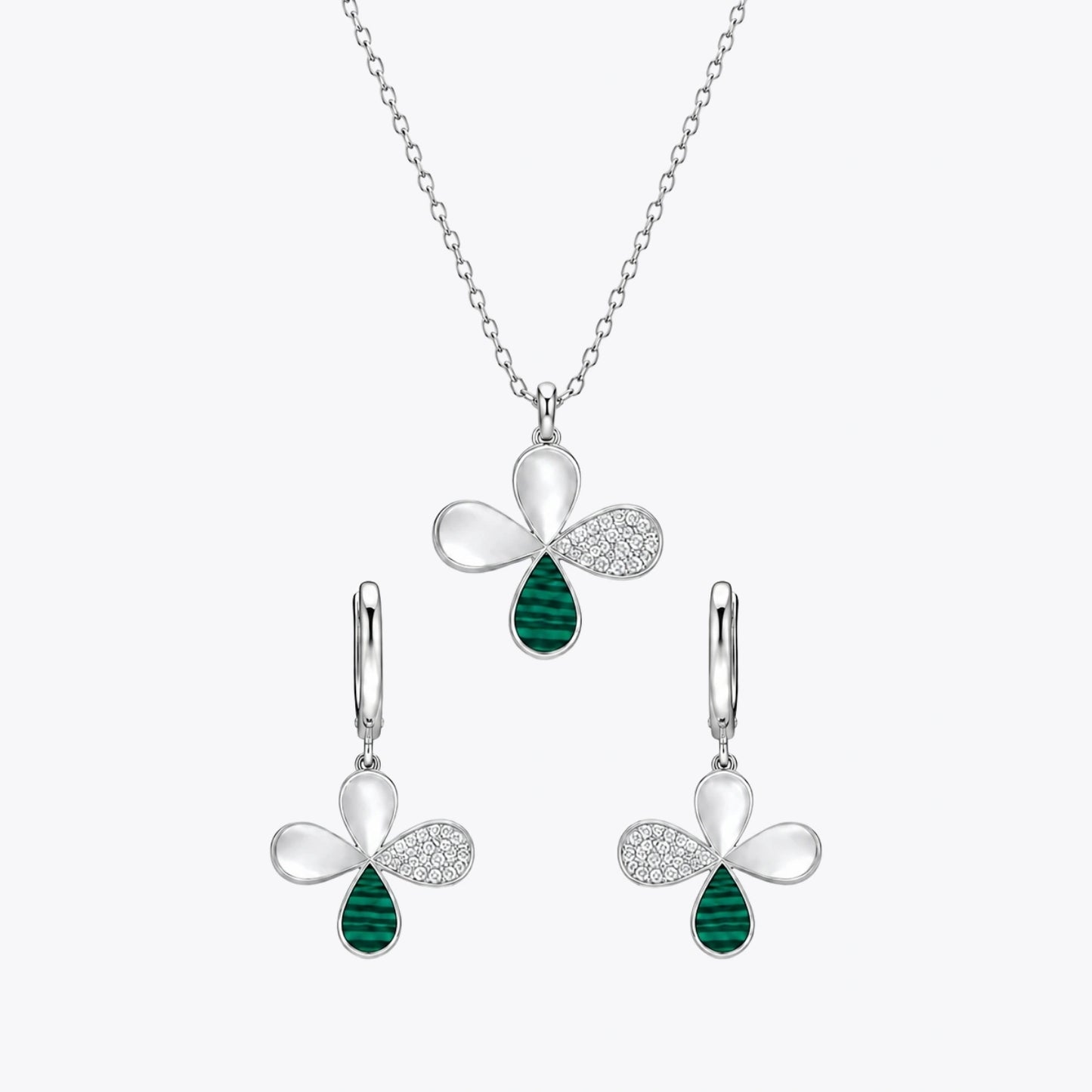 Emerald Bloom Necklace &amp; Earrings Combo image 2