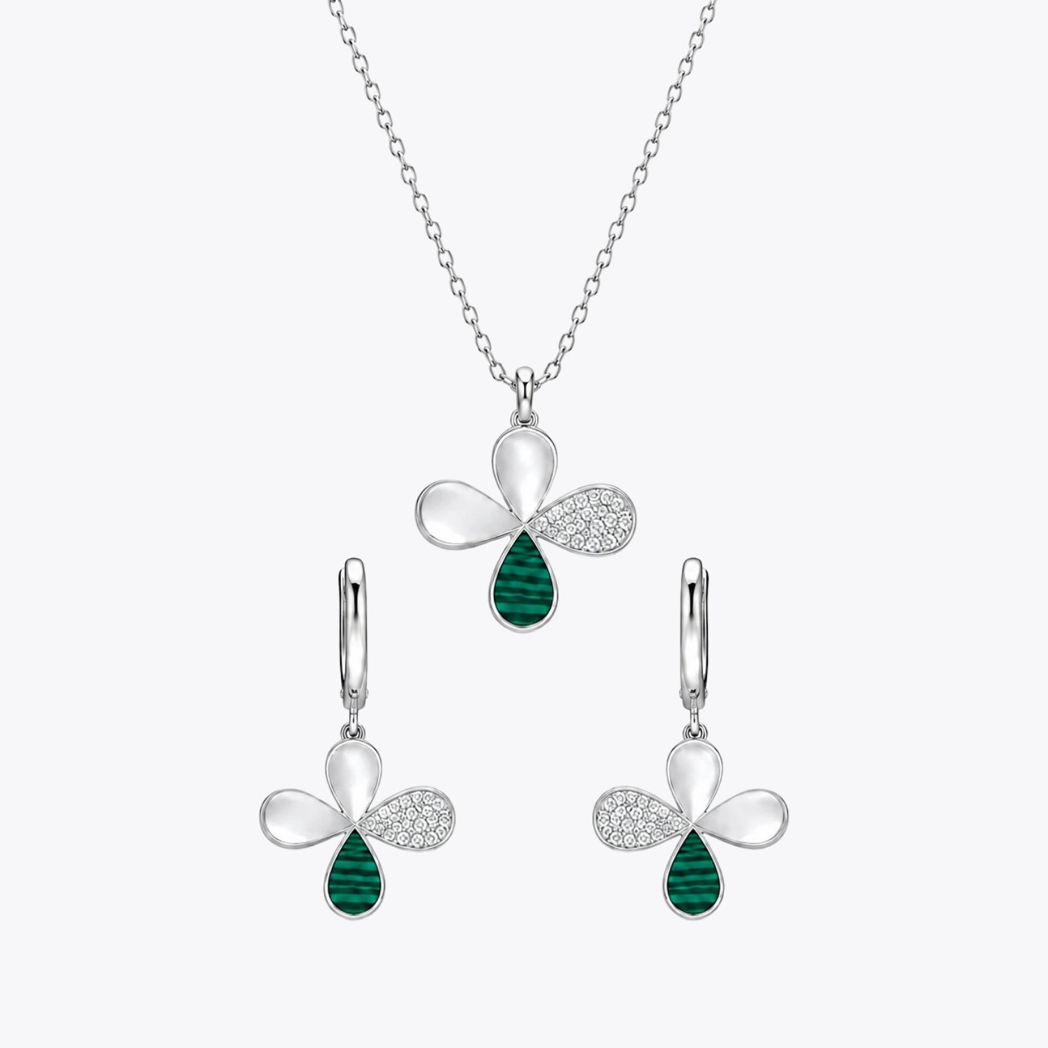 Emerald Bloom Necklace &amp; Earrings Combo image 2