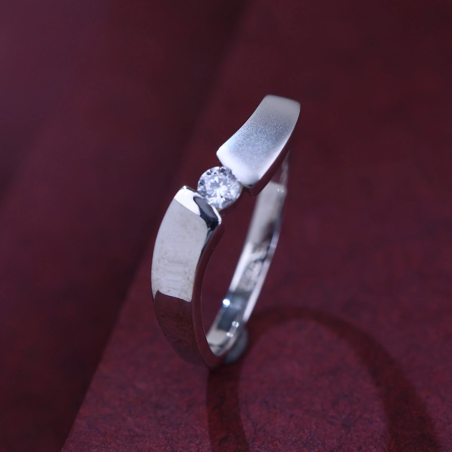 The Alencia Urban Serenade Block Bypass Solitaire Ring image 0