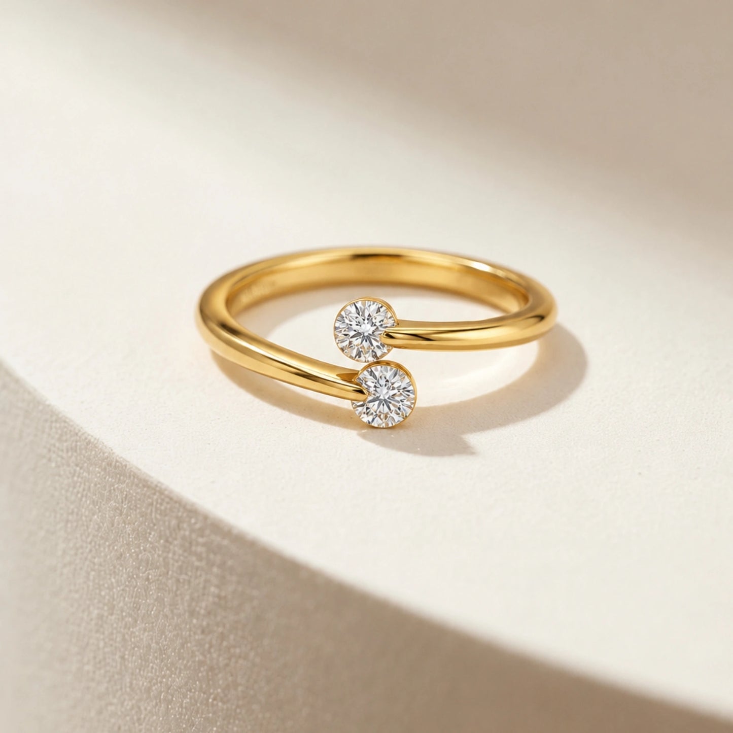 Gold Plated Silver Dual Stone Open Ring image 0