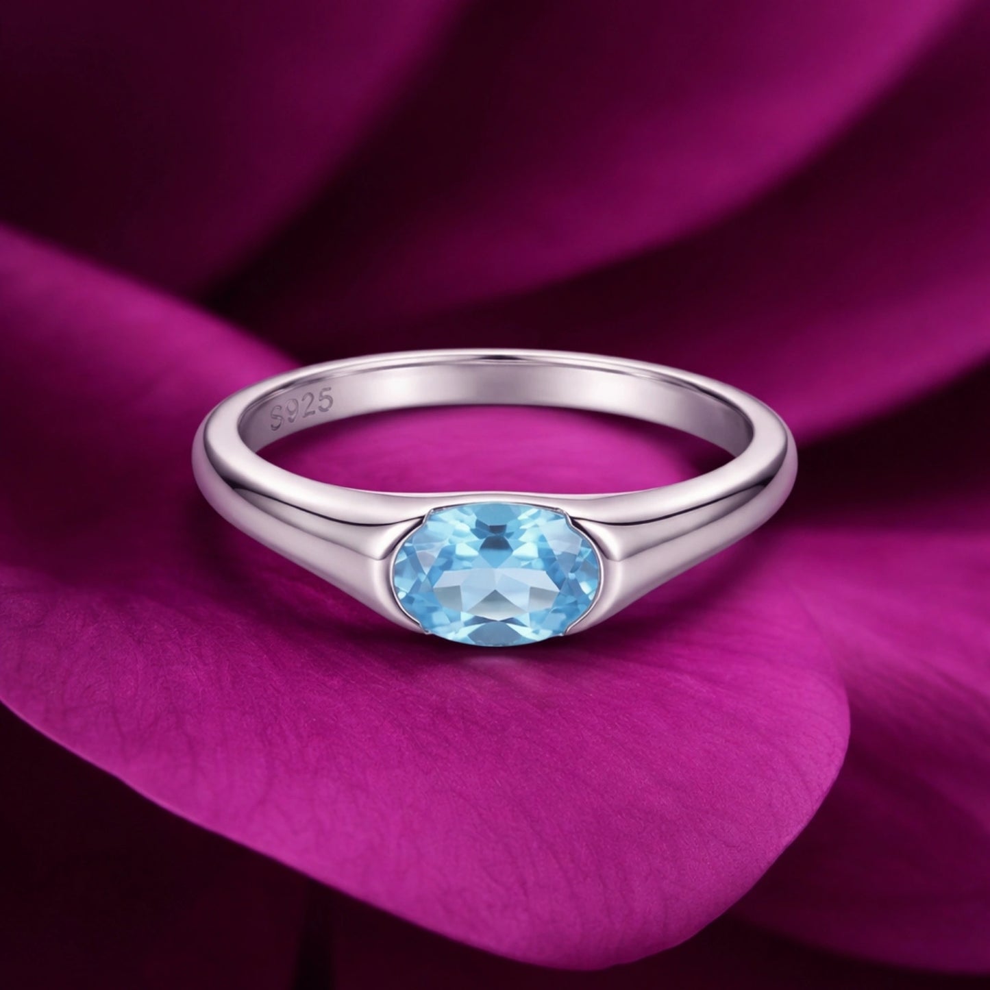 Oval Gemstone Silver Ring – 3 Colour Variation Collection image 0