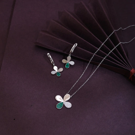 Emerald Bloom Necklace &amp; Earrings Combo image 0