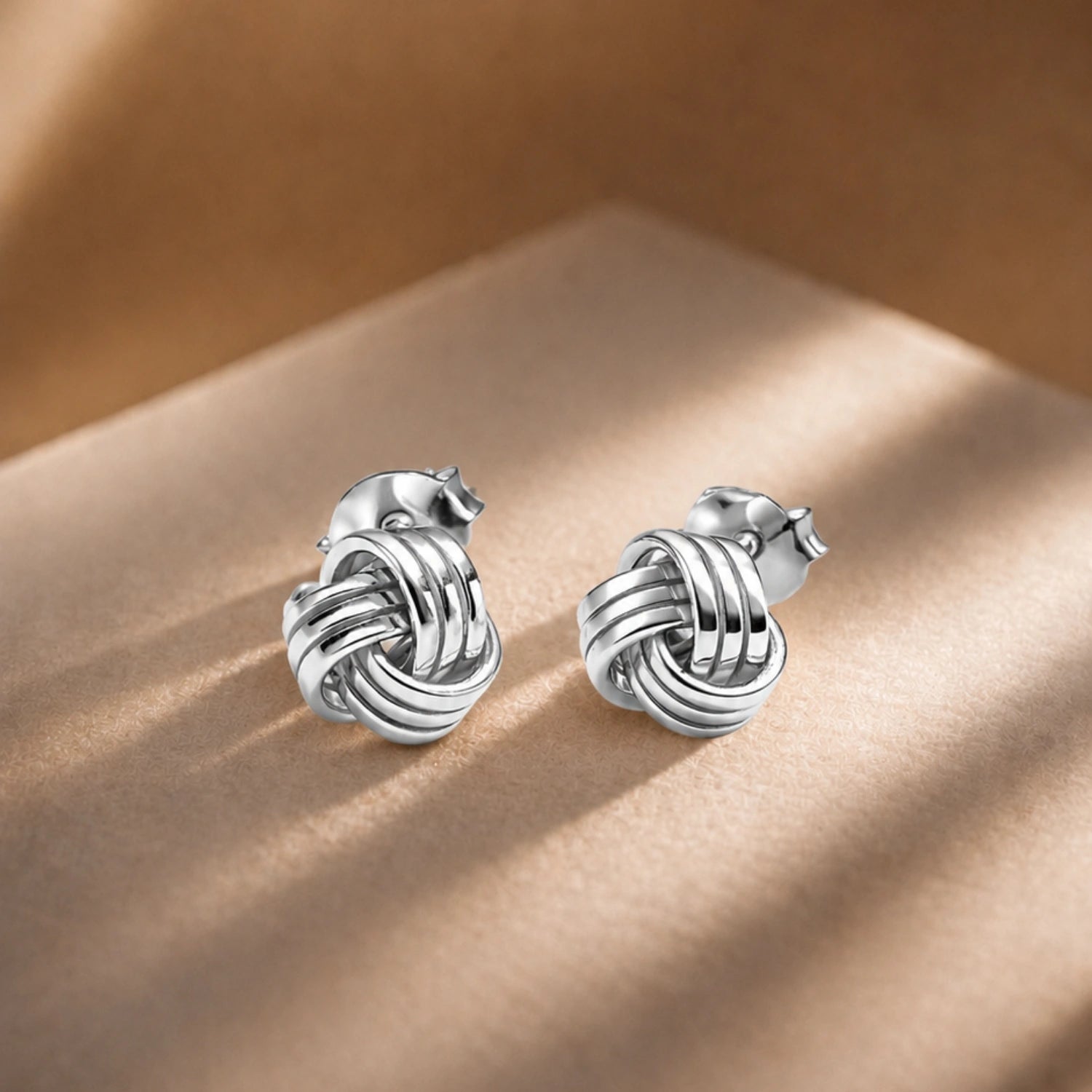 Silver Knot Stud Earrings image 0