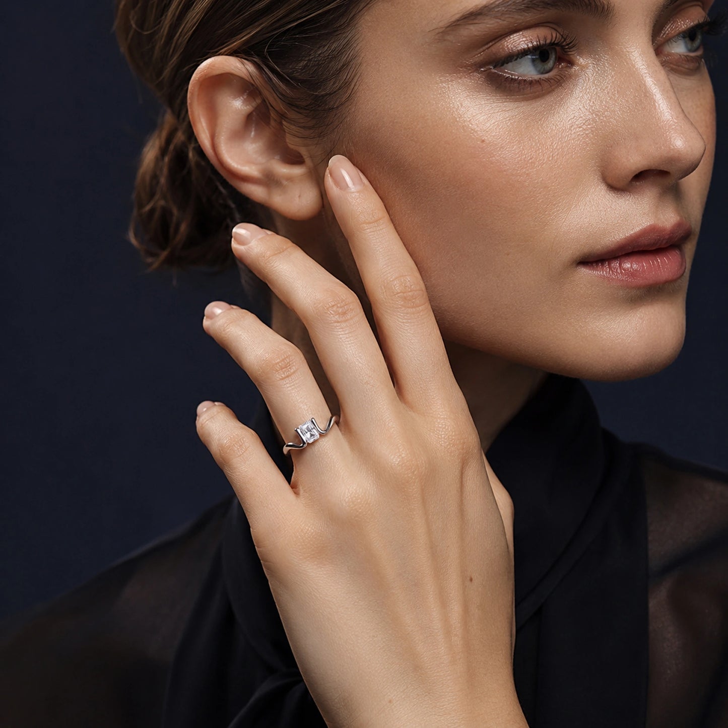 The Alencia Urban Serenade Radiant Baguette Bypass Ring image 1