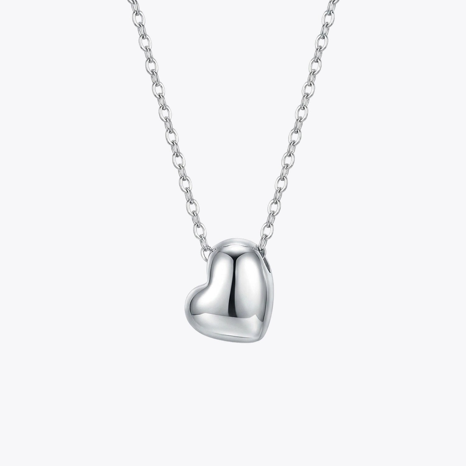 Silver Puffy Heart Pendant Necklace image 2