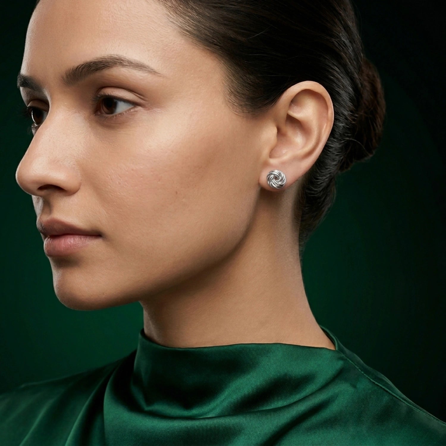 Silver Knot Stud Earrings image 1