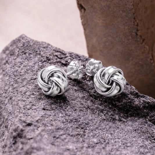 Silver Love Knot Stud Earrings image 0