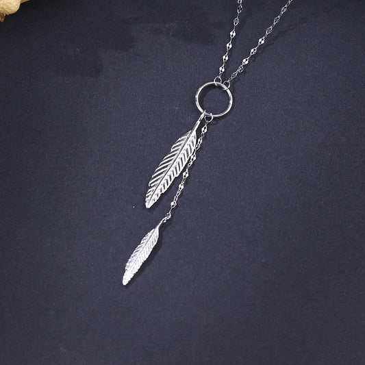 The Alencia Urban Plume Lariat Silver Necklace image 0