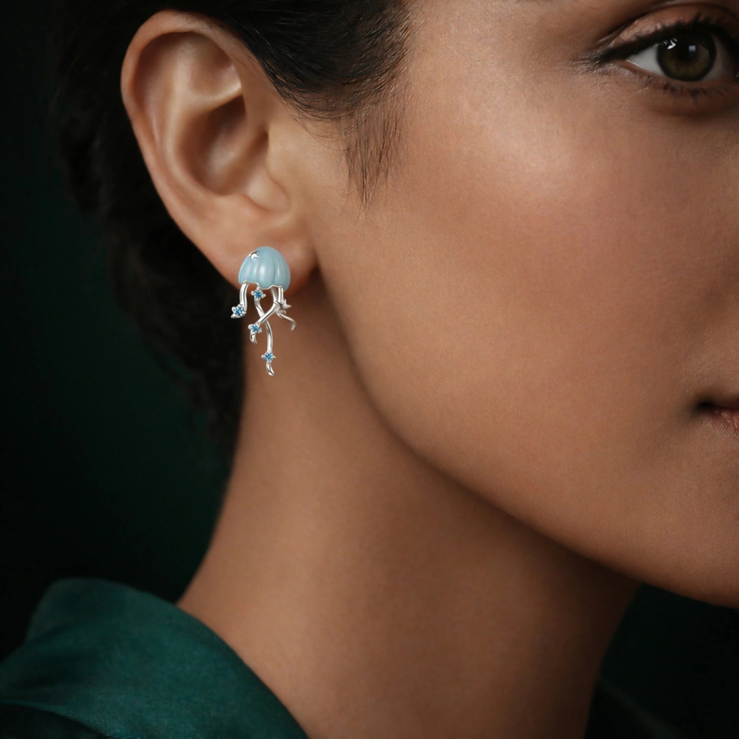 Ocean Jellyfish Blue Drop Earrings image 1