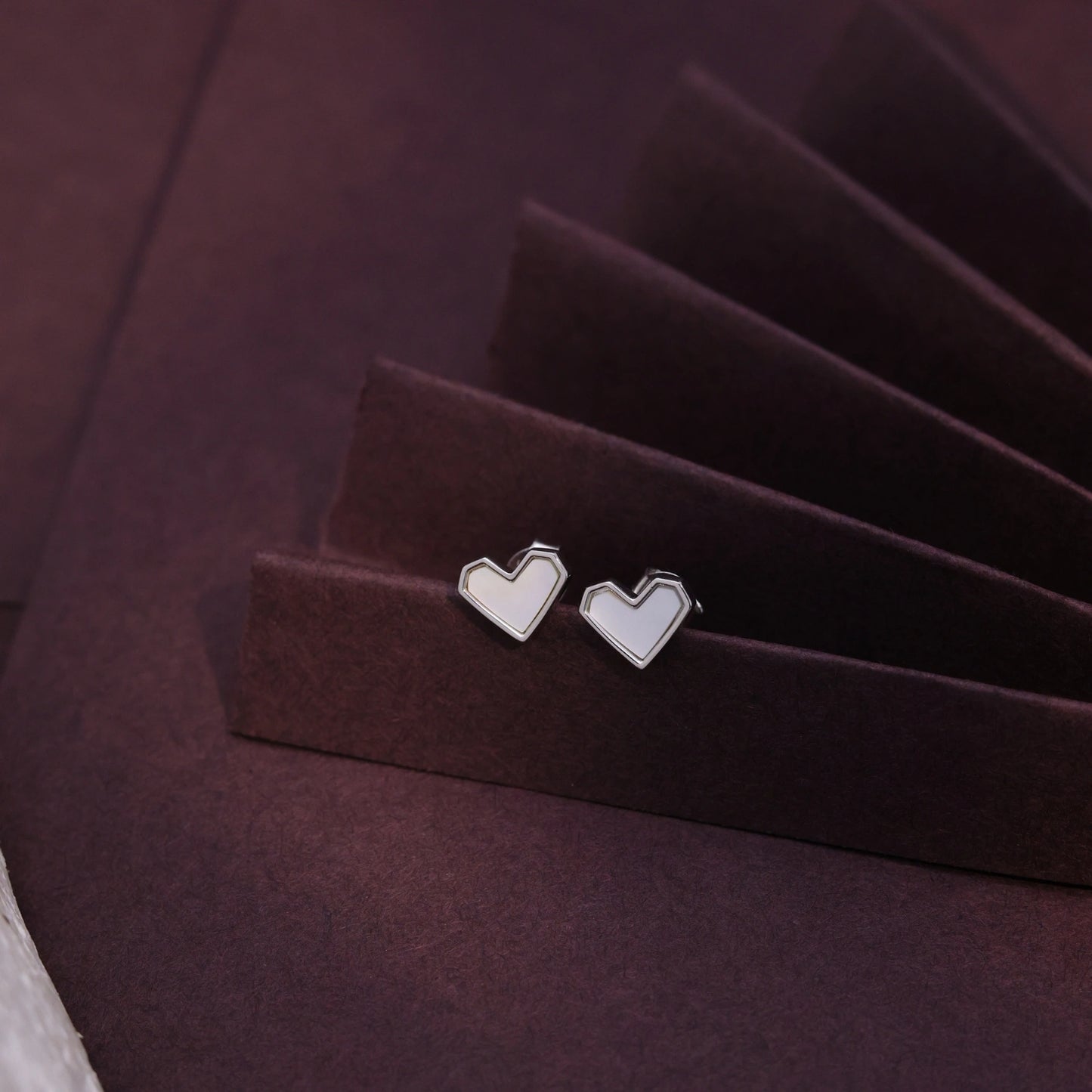 Minimal Heart Silver Stud Earrings image 0