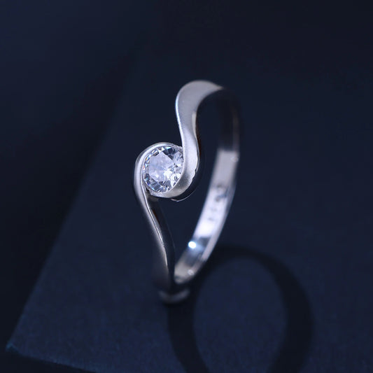 The Alencia Urban Serenade Wave Bypass Solitaire Ring image 0