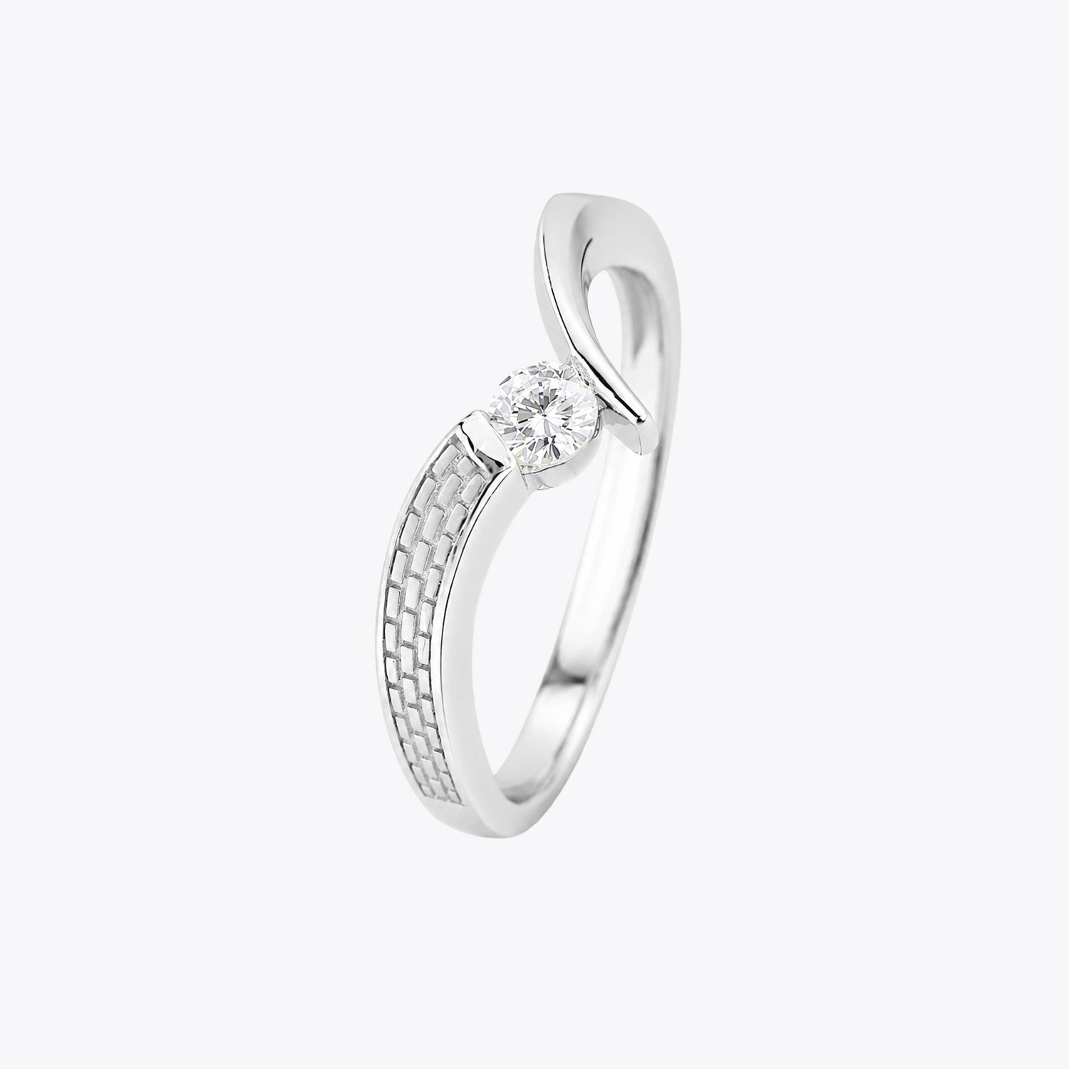 The Alencia Urban Serenade Textured Bypass Solitaire Ring image 2
