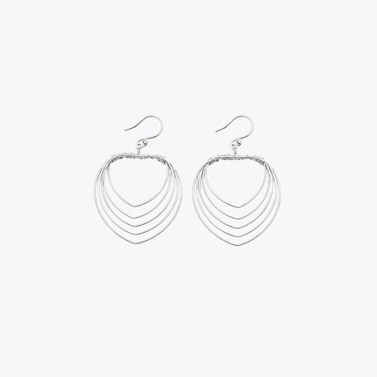 Layered Fan Silver Drop Earrings image 2