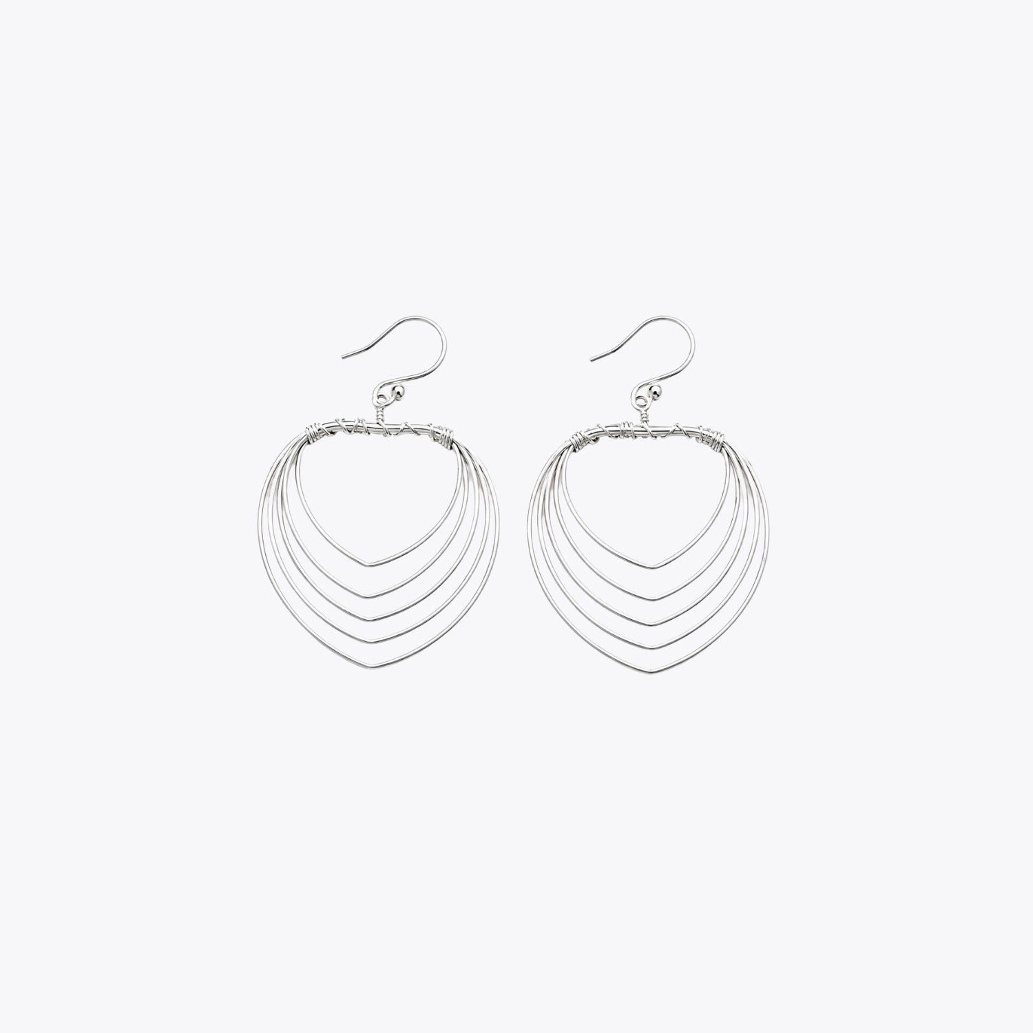 Layered Fan Silver Drop Earrings image 2