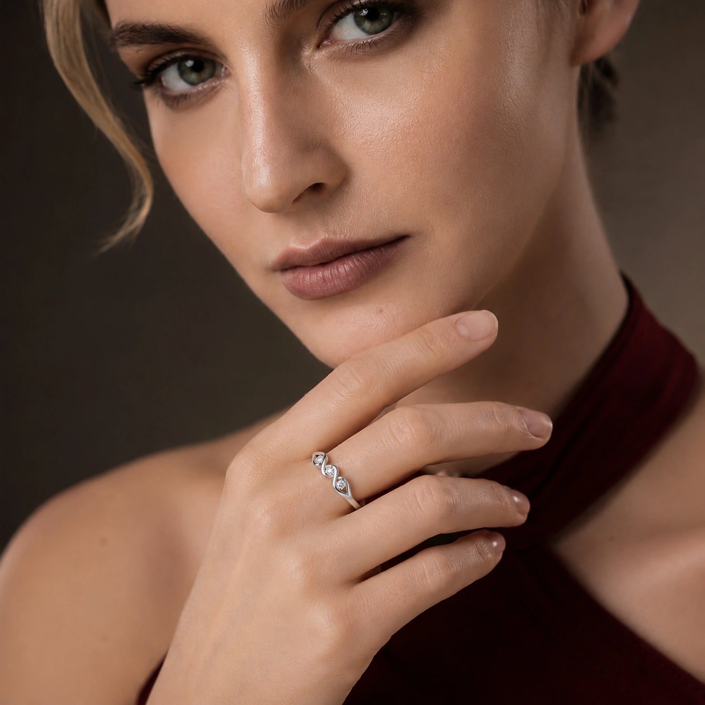 The Alencia Urban Serenade Three-Stone Wave Ring image 1