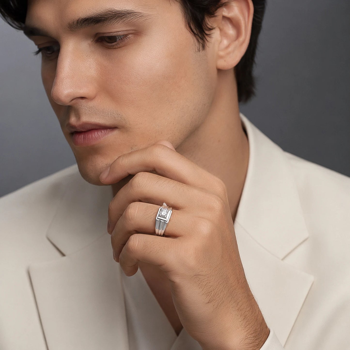The Alencia Urban Tiered Solitaire Silver Ring image 1