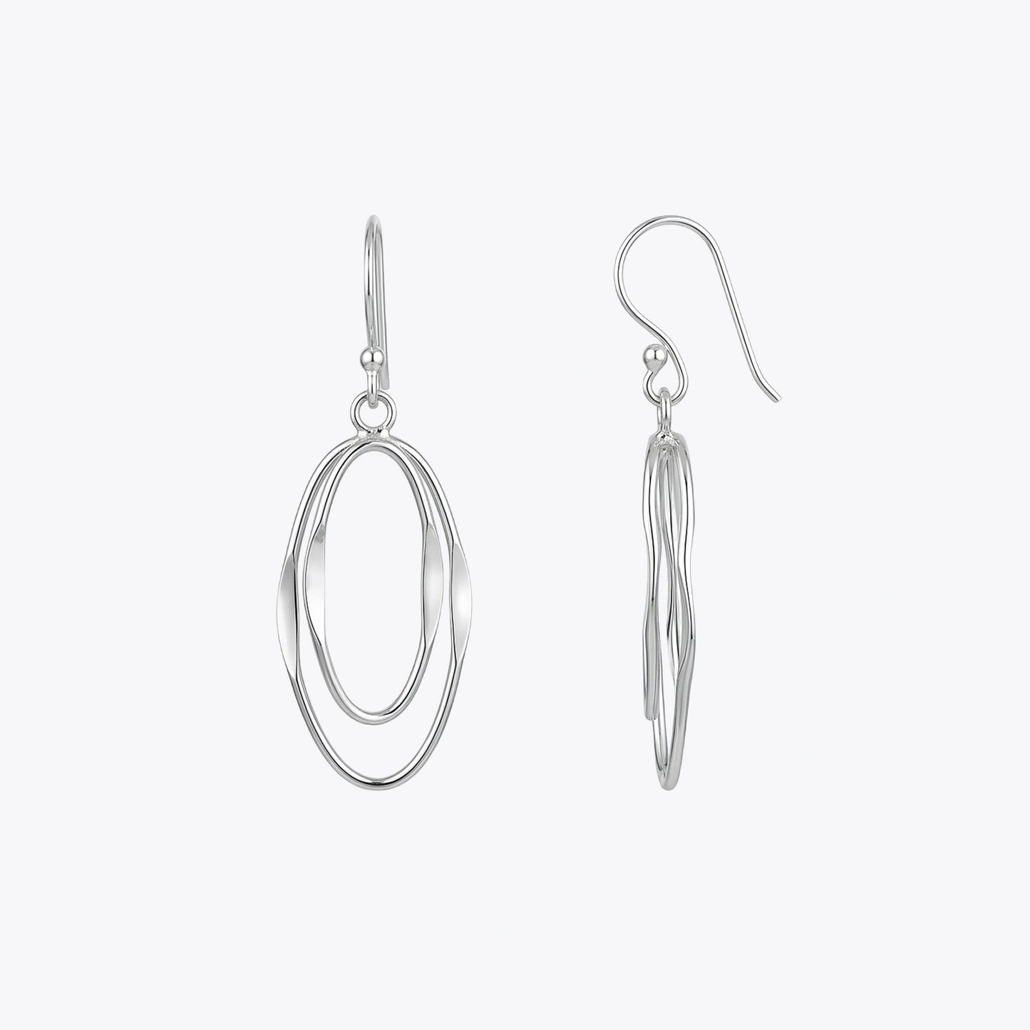 Silver Oval Loop Drop Earrings image 2