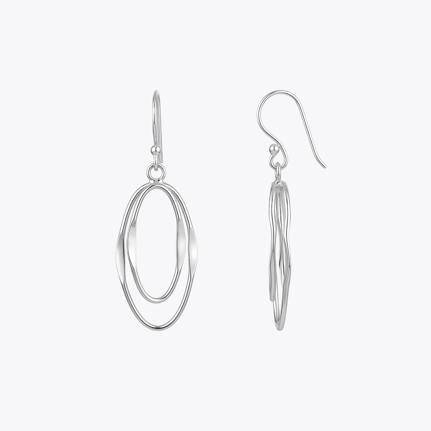 Silver Oval Loop Drop Earrings image 2