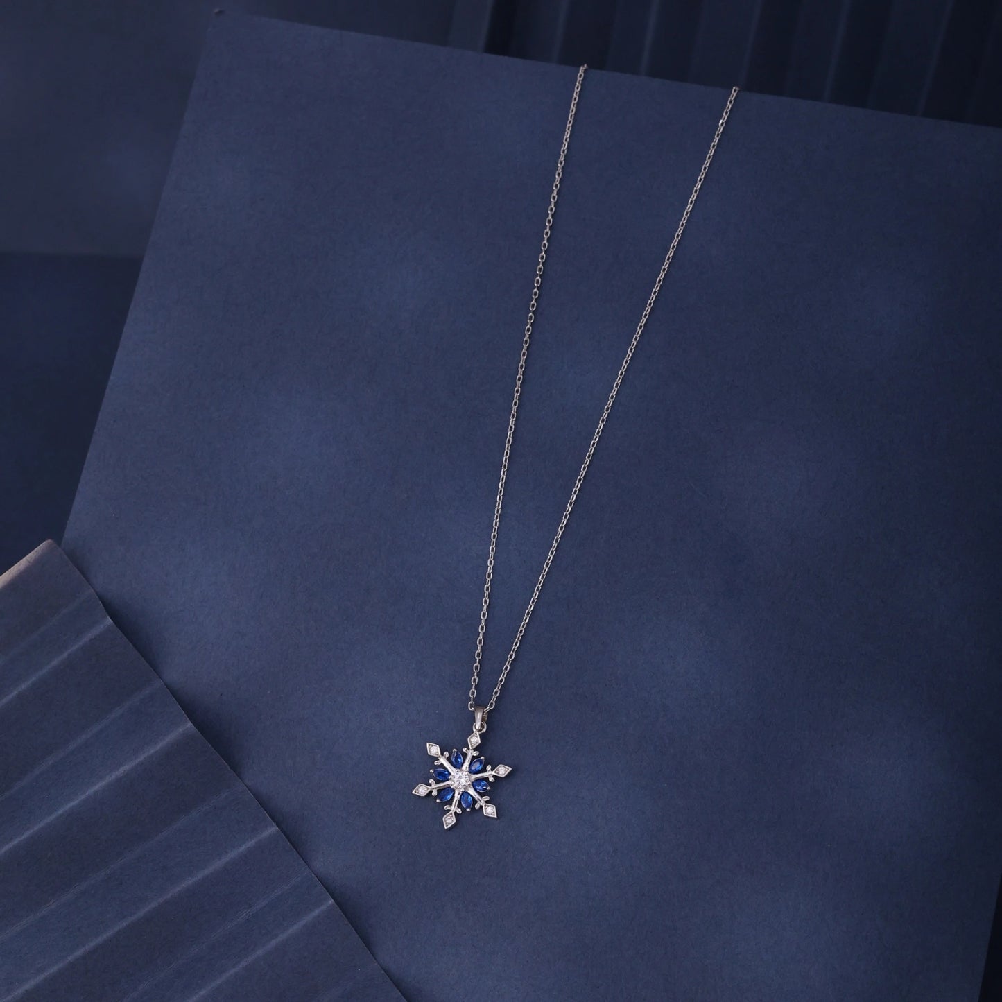 Blue Snowflake Silver Pendant Necklace image 0