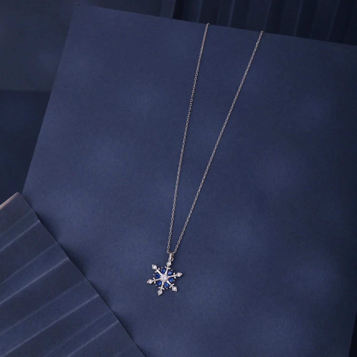 Blue Snowflake Silver Pendant Necklace image 0