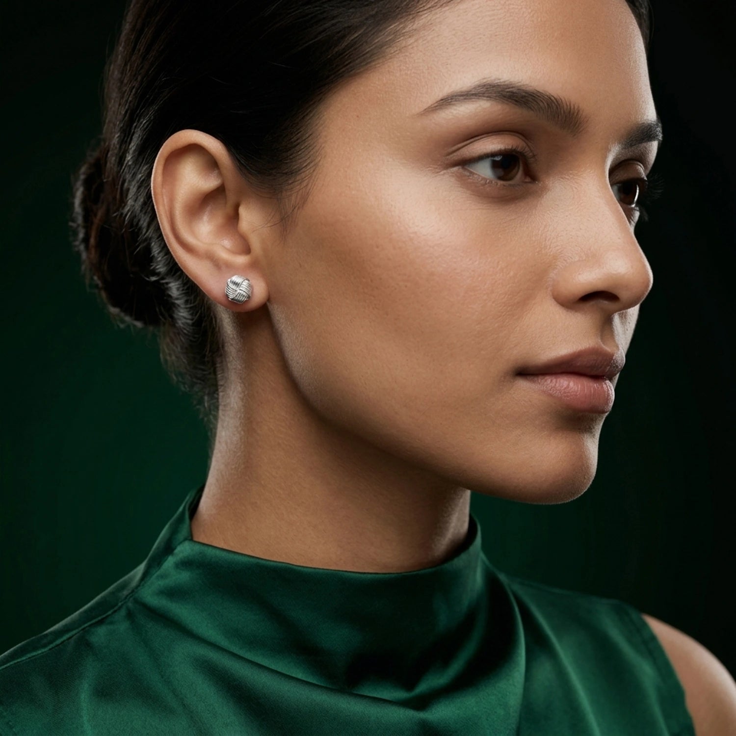 Silver Knot Stud Earrings image 1