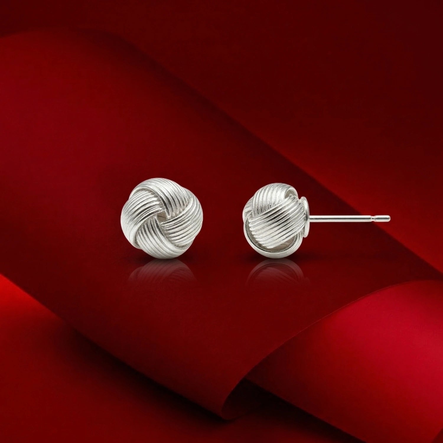 Silver Knot Stud Earrings image 0