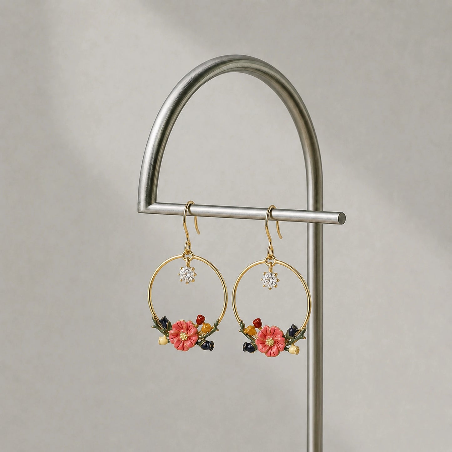 Floral Hoop Drop Earrings image 0