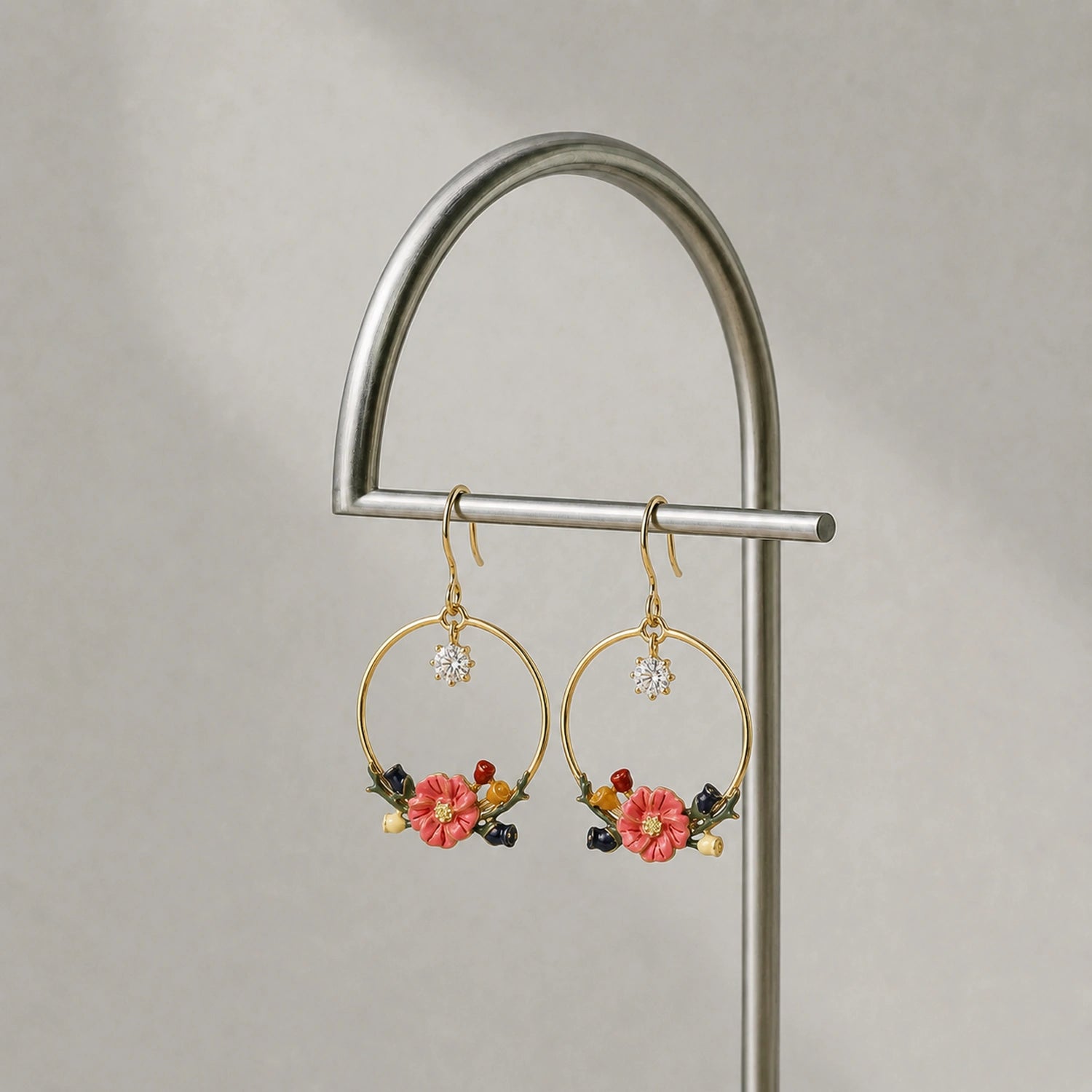 Floral Hoop Drop Earrings image 0