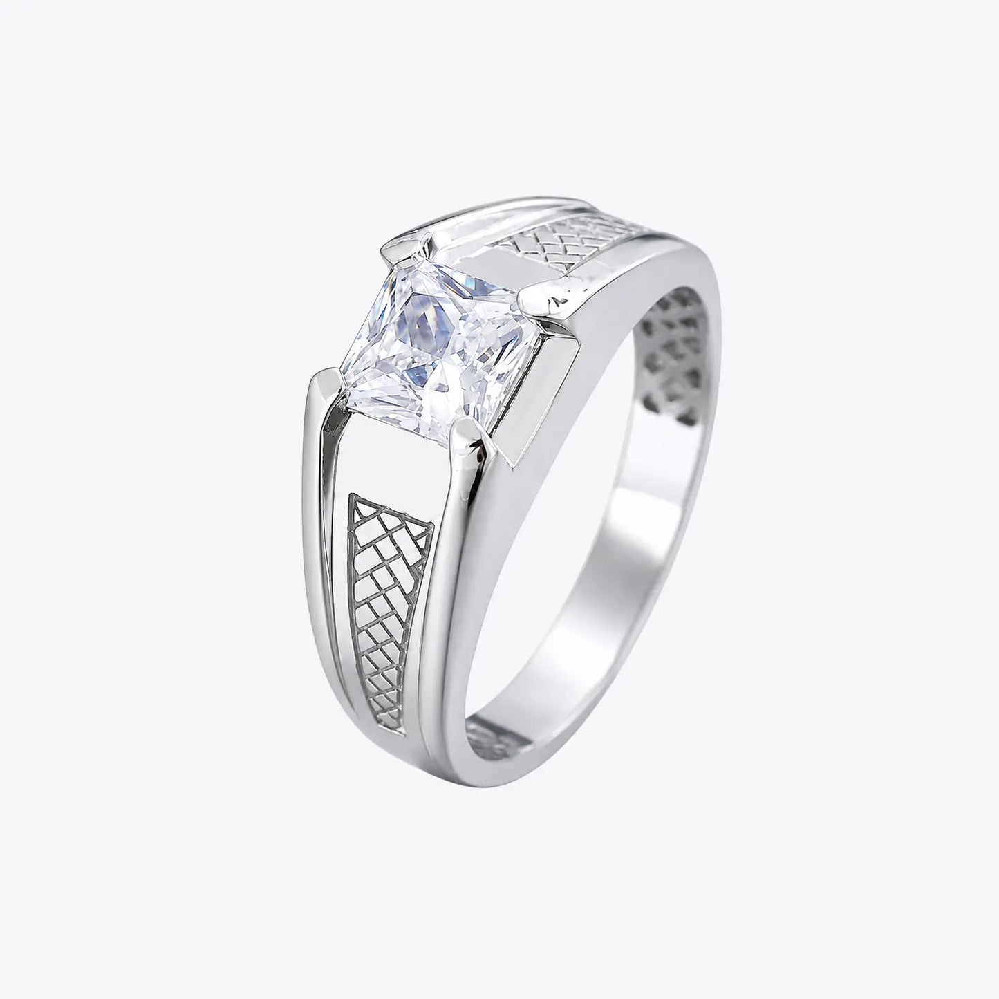 The Alencia Urban Grid Solitaire Silver Ring image 2