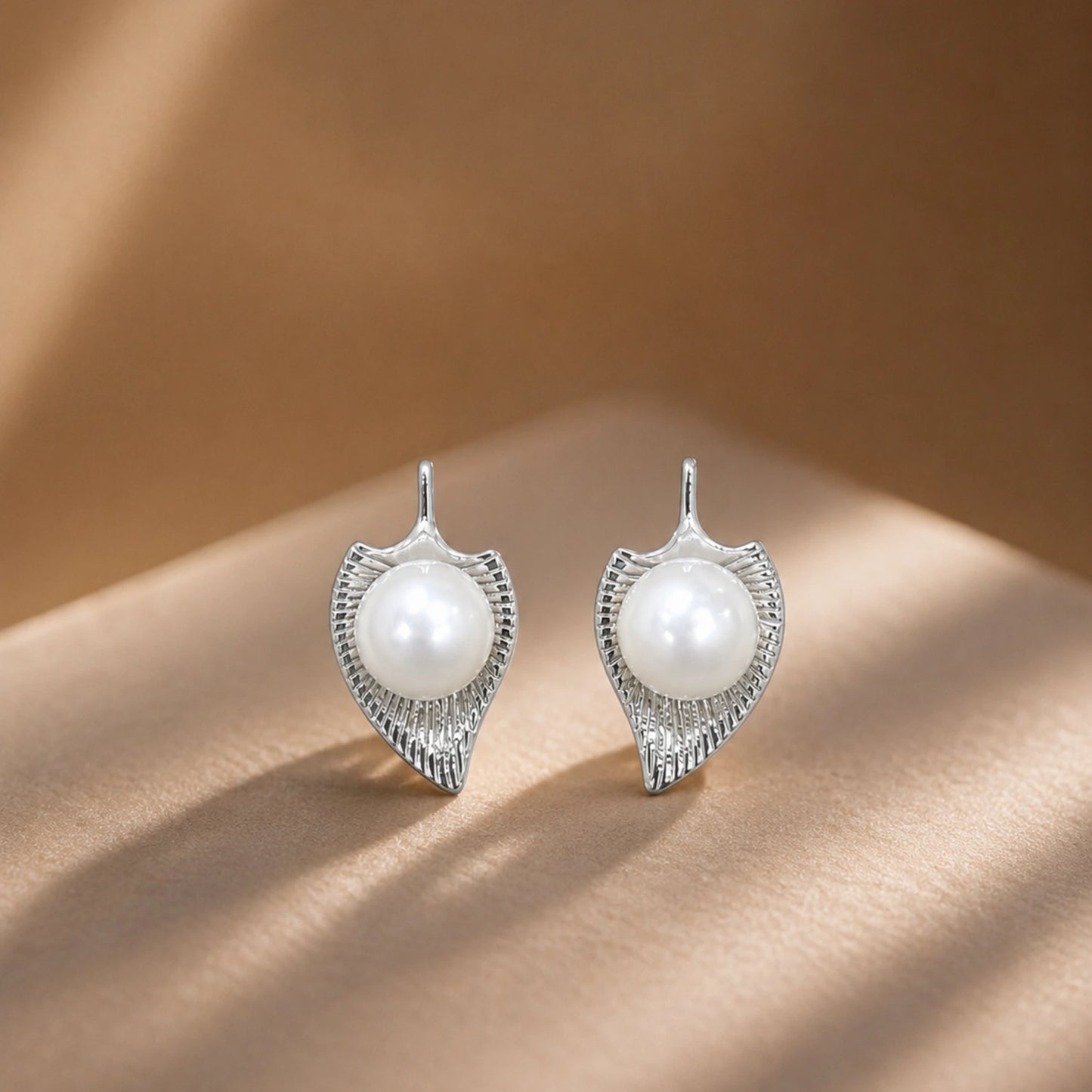 Pearl Leaf Drop Earrings image 0