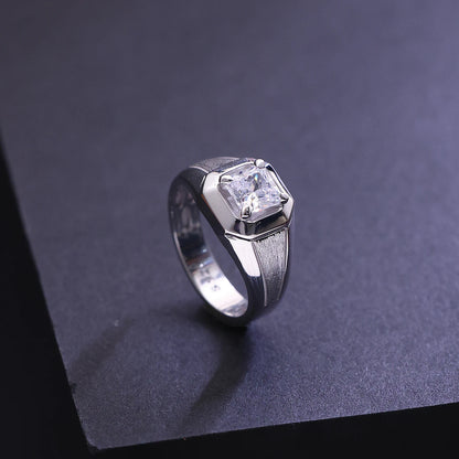 The Alencia Urban Brushed Solitaire Silver Ring image 0