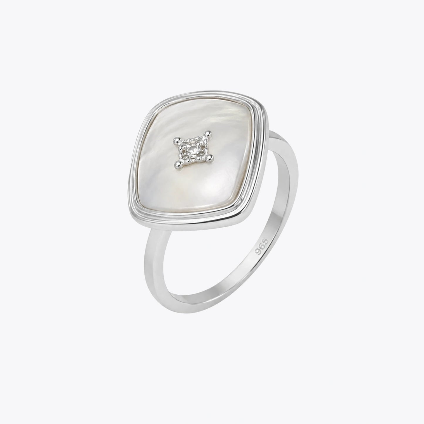 Mother of Pearl Square Silver Ring image 2