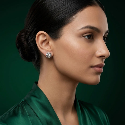Silver Love Knot Stud Earrings image 1