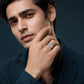 Tri-Stone Silver Statement Ring – Blue, Green &amp; Yellow Variants image 2