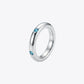 Aqua Solitaire Silver Band Ring image 2
