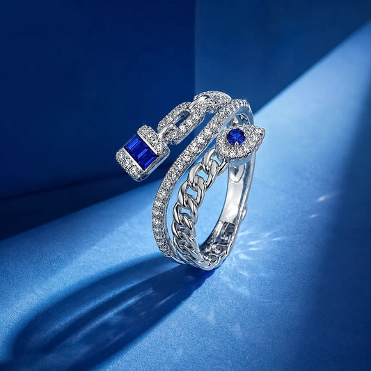 The Alencia Royal Sovereign Sapphire & Diamond Bypass Wrap Ring image 0