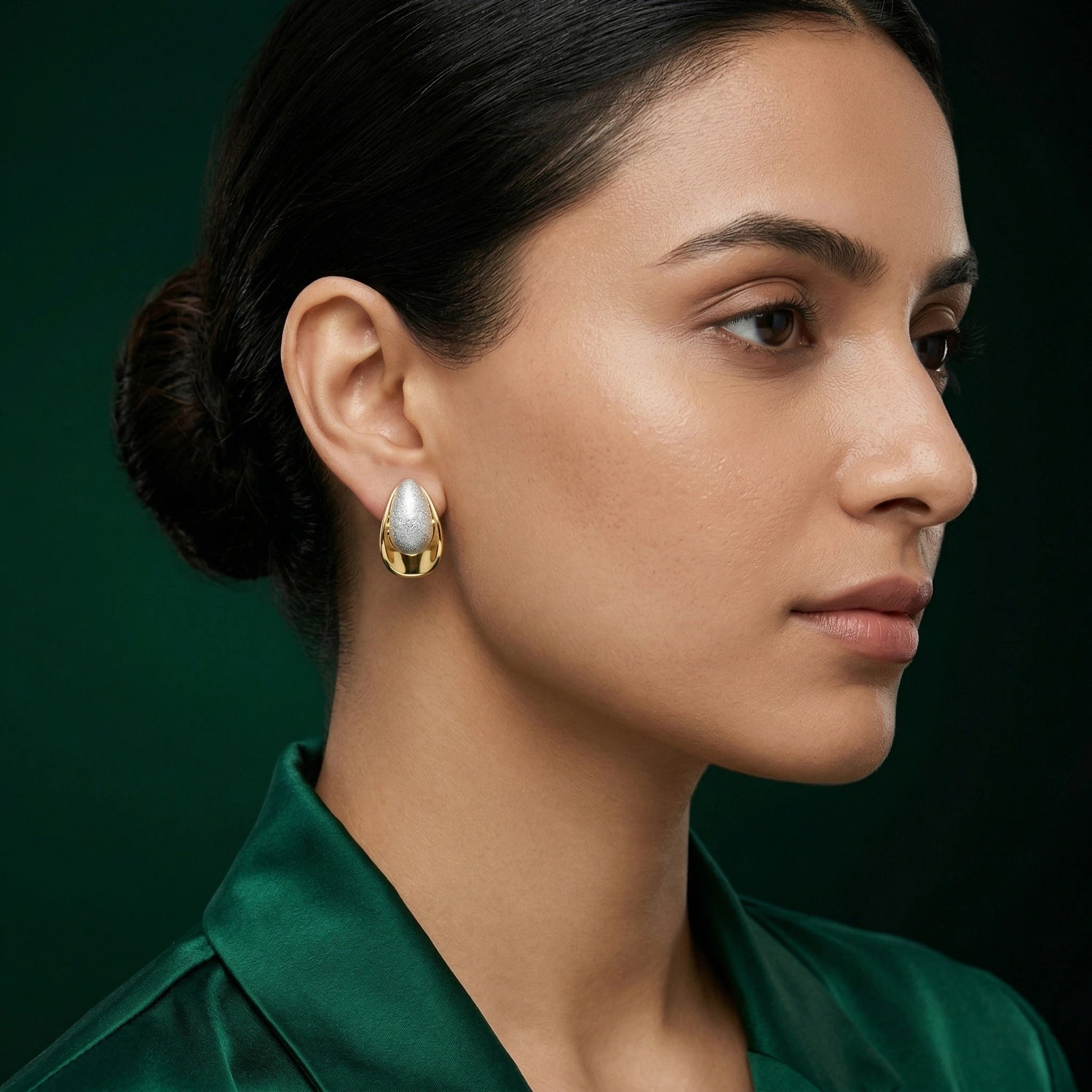 Two-Tone Teardrop Stud Earrings image 1