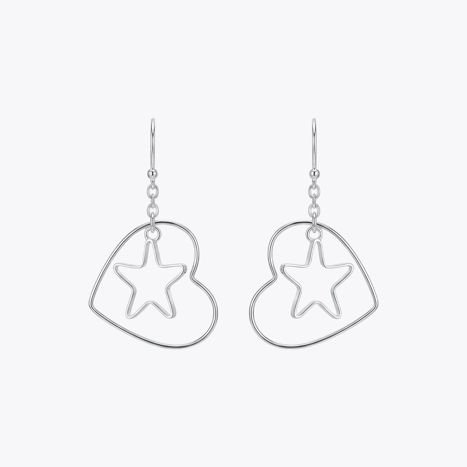 Silver Heart &amp; Star Dangle Earrings image 2