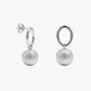 Silver Oval Hoop Ball Drop Earrings image 2