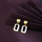 Gold &amp; Pearl Rectangular Drop Earrings image 0
