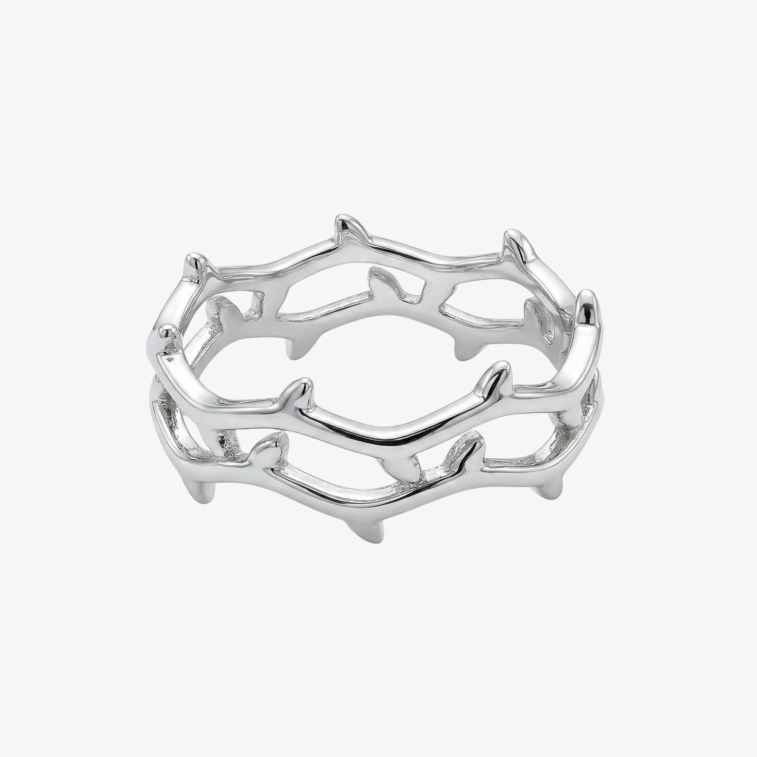 Silver Thorn Crown Open Ring image 2