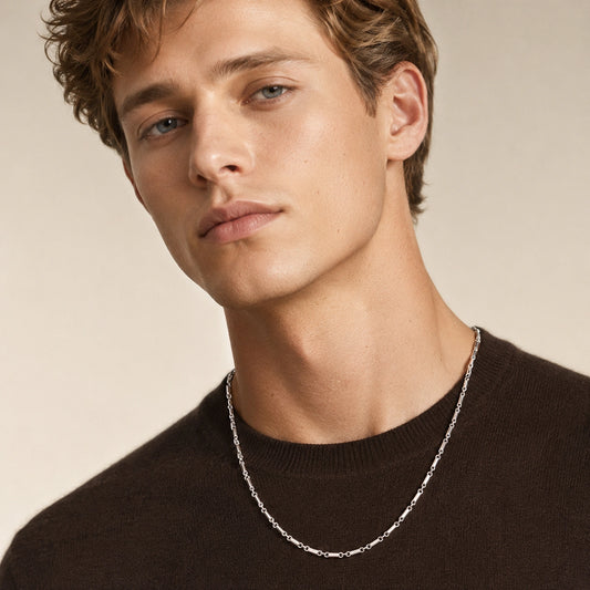 Alencia Modern Bar Link Silver Chain image 1