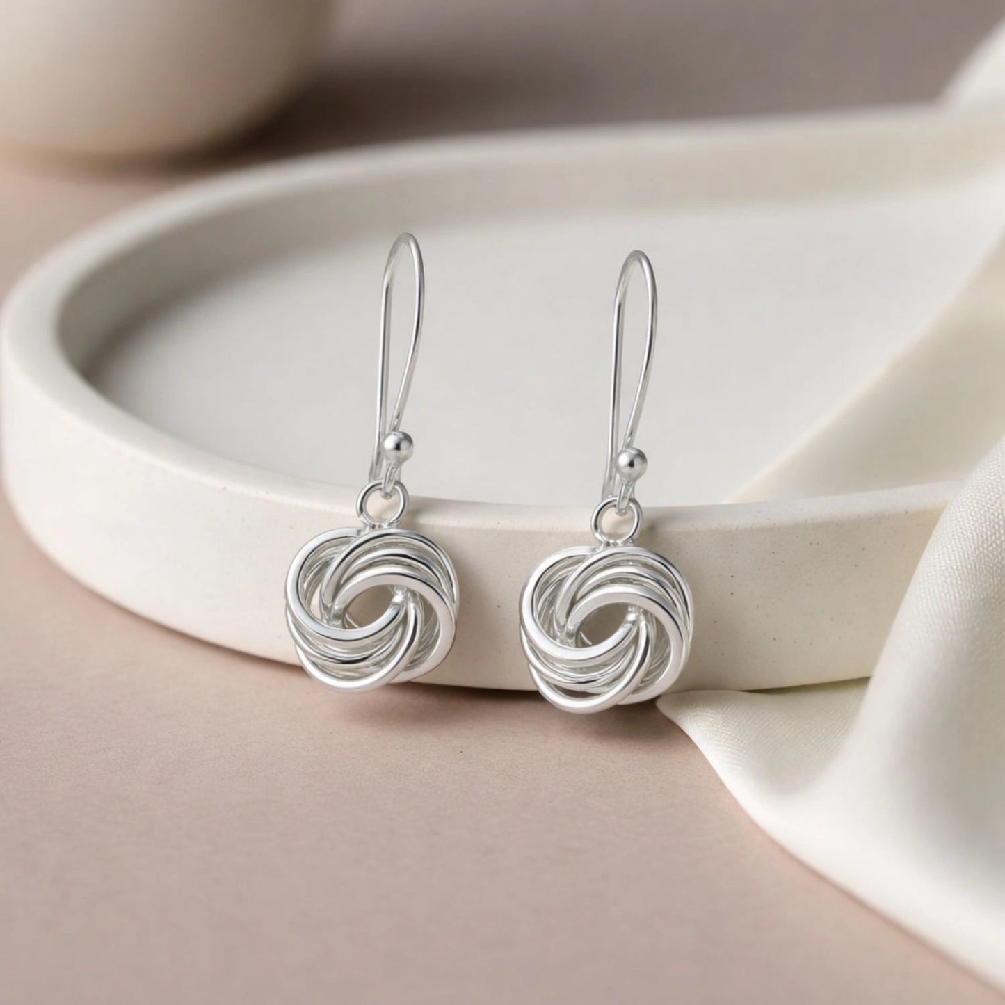 Silver Infinity Knot Drop Earrings image 0