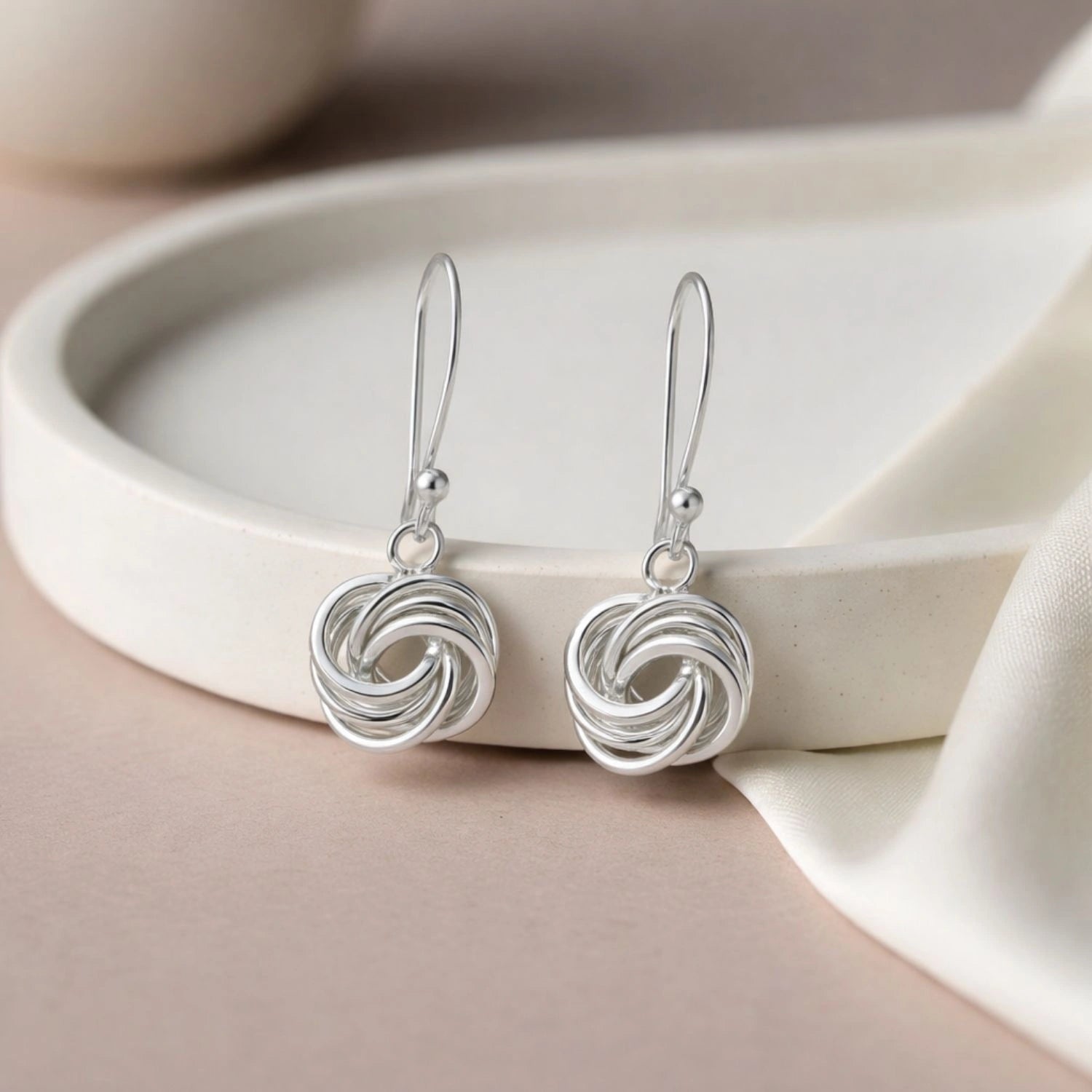 Silver Infinity Knot Drop Earrings image 0