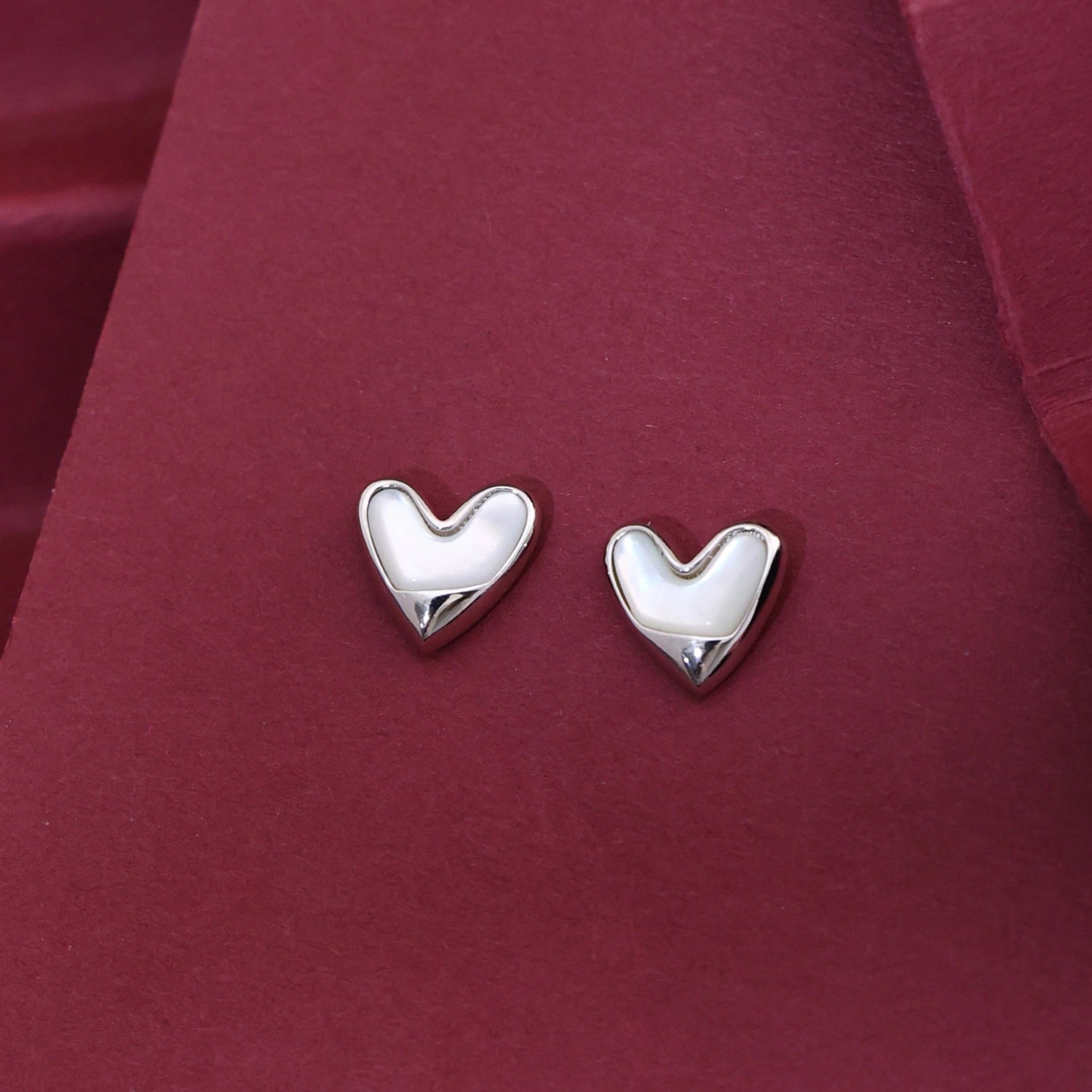 Luna Heart Silver Stud Earrings image 0
