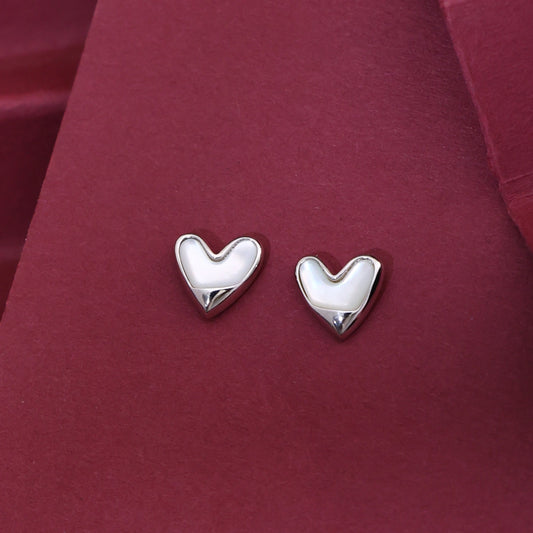 Luna Heart Silver Stud Earrings image 0