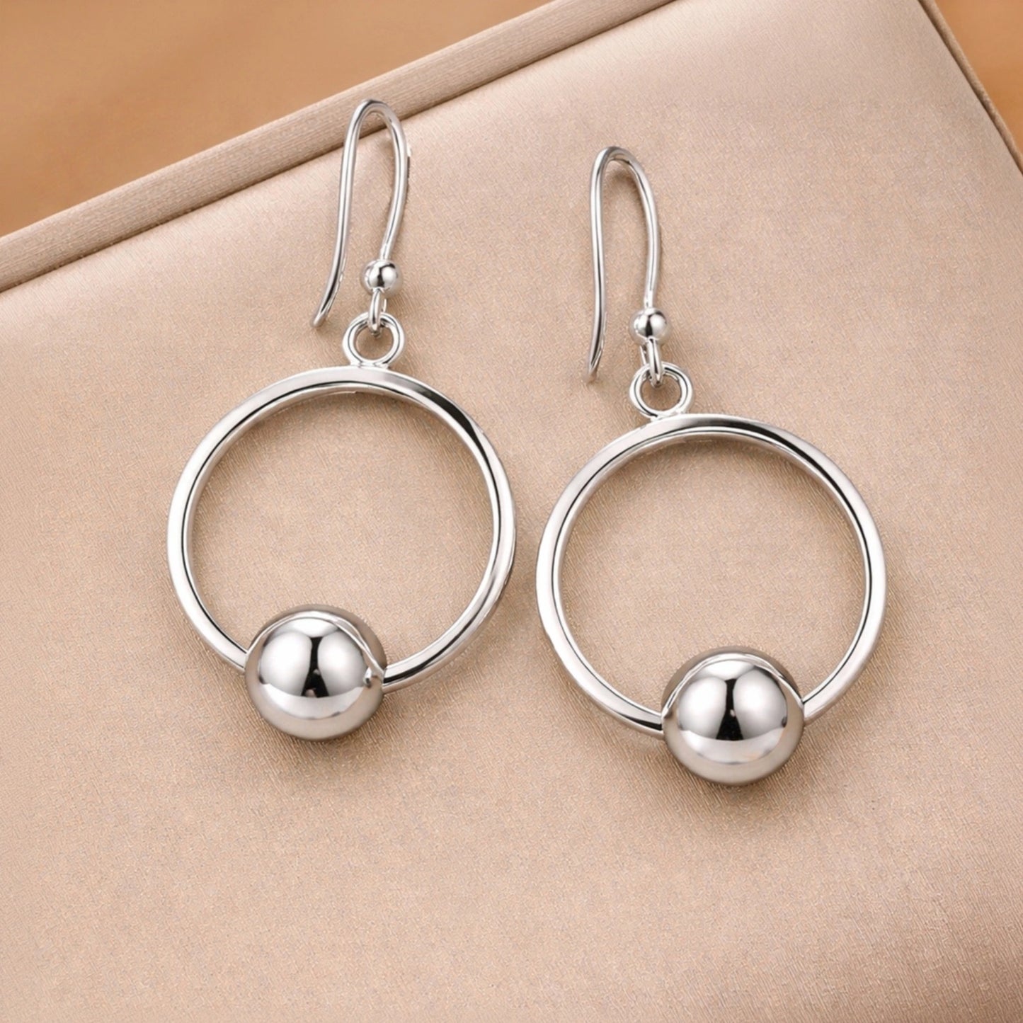 Silver Orbit Ball Drop Earrings image 0