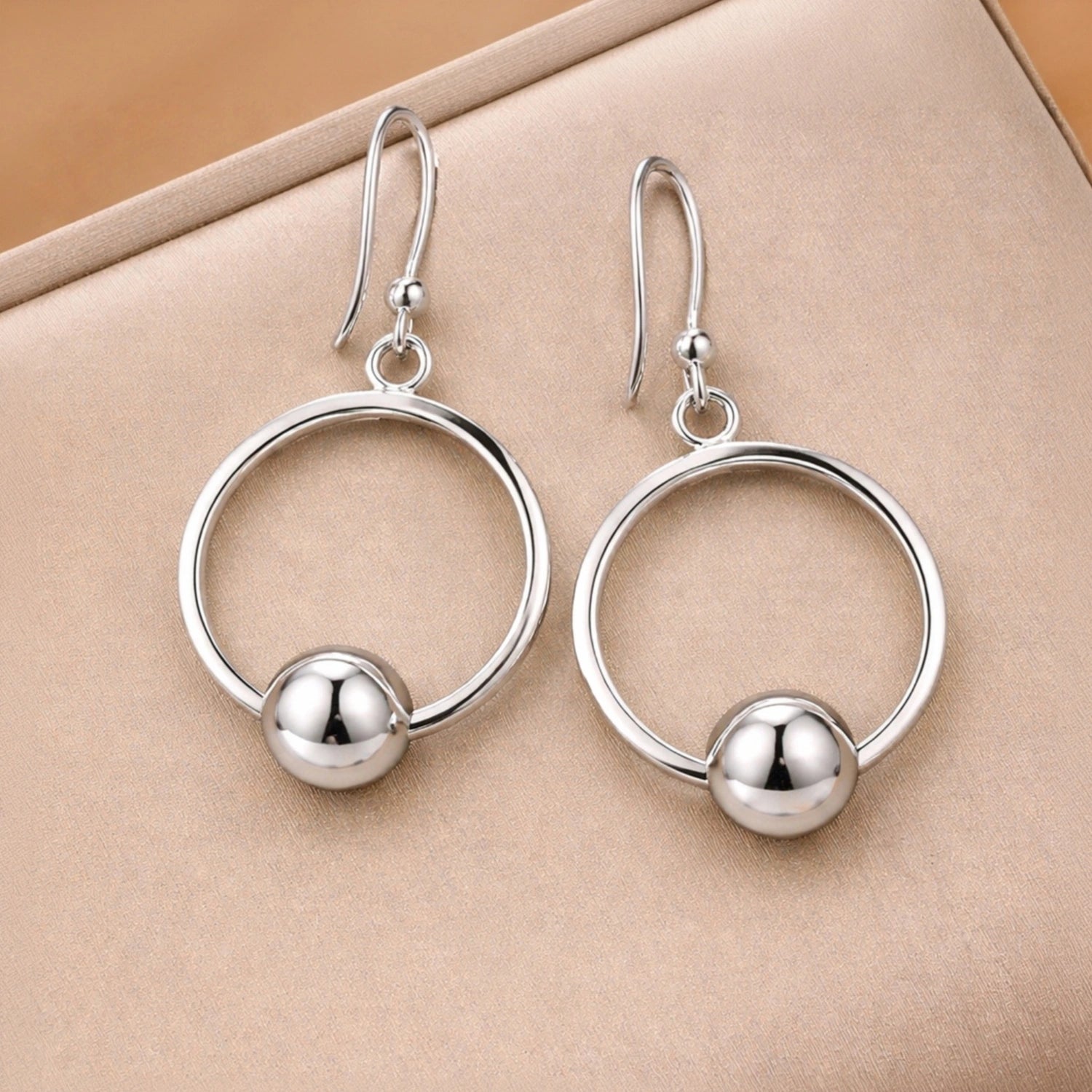 Silver Orbit Ball Drop Earrings image 0