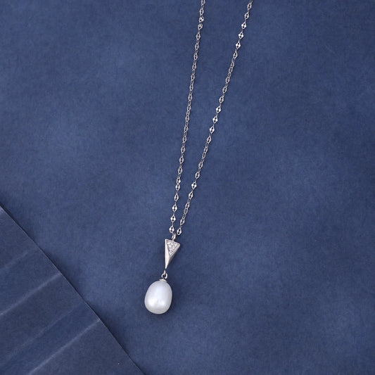 Pearl Drop Silver Pendant Necklace image 0